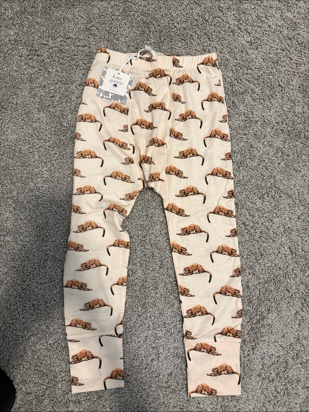 kate quinn Cream Leggings with Brown Tiger Print